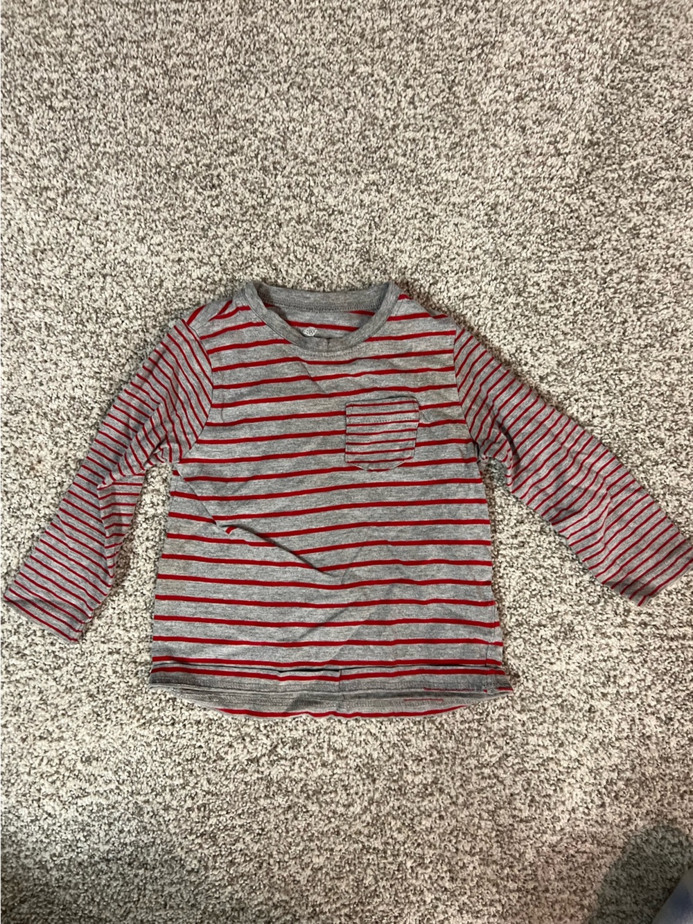 okie dokie Gray and Red Striped Long Sleeve Tee